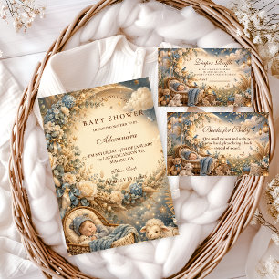 Elegant Blue Boho Baby Shower Napkins