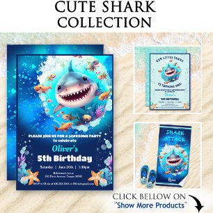 Cute Shark Boy Birthday Blue Name Gift Bag