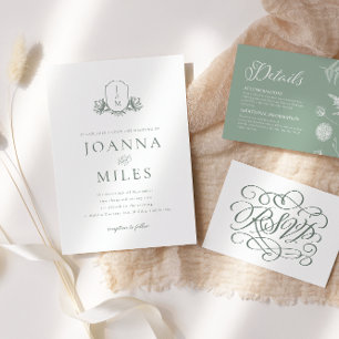 Sage Green Calligraphy Wedding RSVP Card