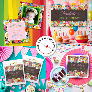 Spring Flowers Two Baby Girl 2nd Birthday Photo Invitation