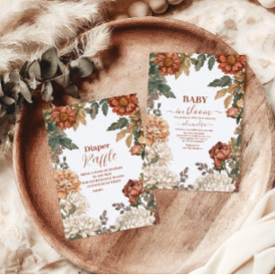 Terracotta Floral Baby in Bloom Baby Shower Invitation