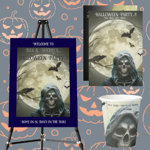 Grim Reaper Halloween Party Round Paper Coaster