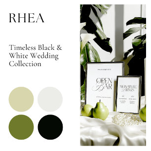 Elegant Black & White Wedding Dinner Menu Card