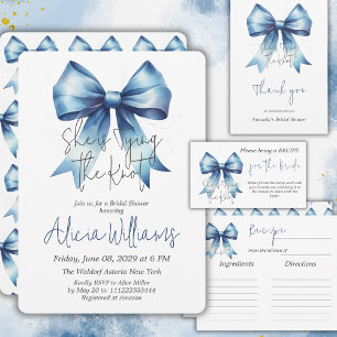 Tying the Knot Something Blue Bow Bridal Shower Thank You Card