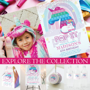 Unicorn Pop It Birthday Photo  Thank You Card