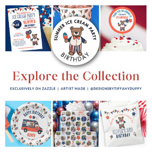 Red White and Blue Birthday Thank You Favor Classic Round Sticker