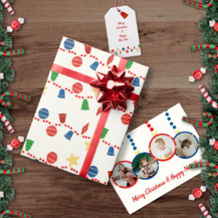 Joyful retro Christmas ornaments Holiday Card