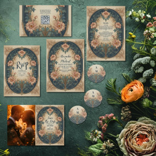 Elegant Arch Art Nouveau Wedding All In One Invitation