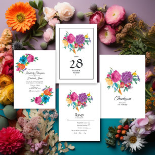 Watercolor Floral Fiesta Wedding Thank You Card