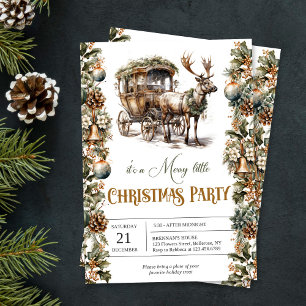 Vintage sage green and gold Reindeer and carriage T-Shirt