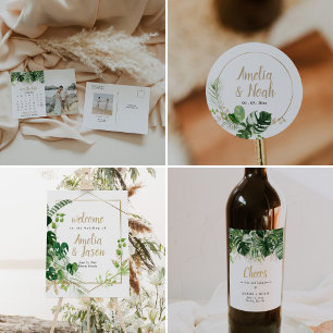 Tropical Beach Wedding Favor Sticker