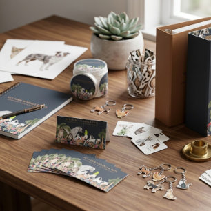 Botanical Palm Tree Farm Animal Cat Dog Bird Pet Business Card