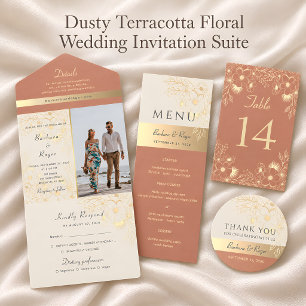 Dusty Terracotta Floral Wedding Seating Chart