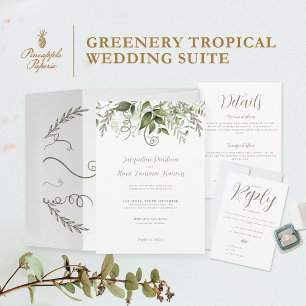 Elegant Minimalistic Tropical Fall Wedding Envelope