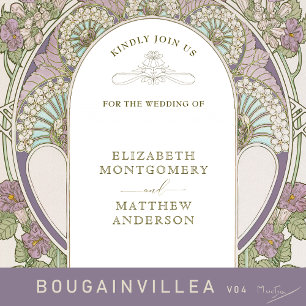 Lilac Wedding Invitations Art Nouveau by Mucha