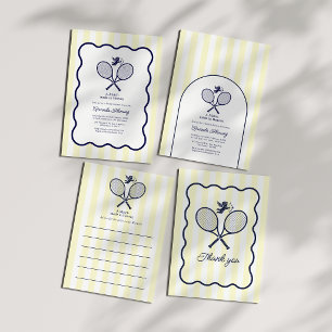 Navy & Cream Preppy Tennis Bridal Shower Photo Thank You Card