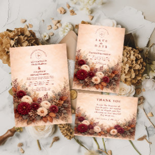 Autumn Garden Floral Wedding Invitation