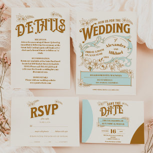 Vintage Library Book Wedding Invitation