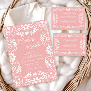 Pink Papel Picado Mexican Baby Shower Invitation