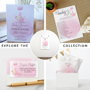 Personalized Pink Kitten Baby Girl Shower Invitation