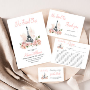 Ooh La La Parisian Franch Floral Bridal Shower Thank You Card