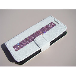 Samsung Galaxy S7 White Wallet - Pink Crystals