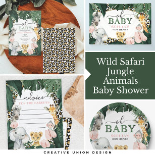 Wild Safari Jungle Animals Baby Shower Invitation