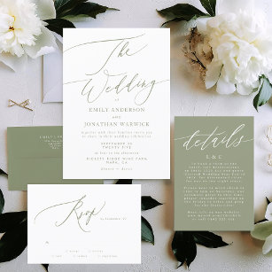 Modern White and Sage Green Simple Enclosure Card