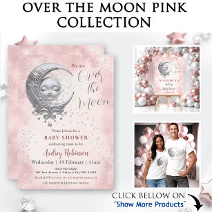 Over The Moon Girl Baby Shower  T-Shirt