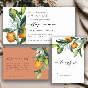 Citrus Orange Botanical Boho Wedding RSVP Enclosure Card