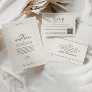 Wedding Details Vintage Label QR-Code & Website  Enclosure Card