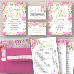 Display Shower Pink and Gold Floral No Wrap Enclosure Card