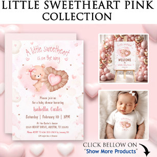 Little Sweetheart Pink Baby Bear Name Girl Baby Bodysuit