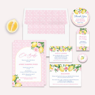 Thank You Lemons Pink White Baby Shower Favor Classic Round Sticker