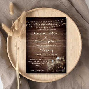 RUSTIC Wood Country Mason Jar Bridal Shower Invitation
