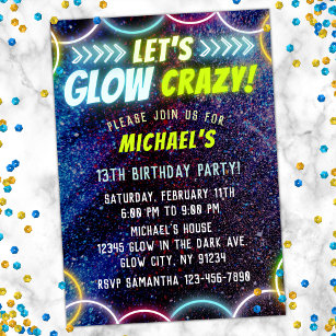 Let's Glow Crazy Neon Glowing In the Dark Party T-Shirt