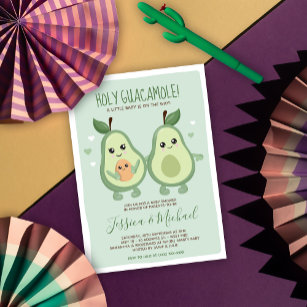 Avocado Holy Guacamole Baby Shower by Mail Invitation