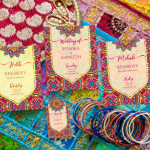 Mandala rangoli elephant Indian wedding invitation