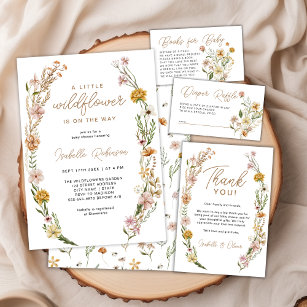 Floral Wildflower Diaper Raffle Baby Shower Enclosure Card