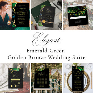 Stunning Emerald Bronze Wedding Gold Foil Invitation