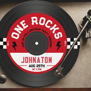 One Rocks Vinyl Record Rock n Roll 1st Birthday Paper Plates