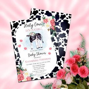 Cute Holy Cow, It's A Girl Baby Shower  Invitation