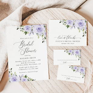 Purple Flowers, Lilac Flowers, Boho, Bridal Shower Thank You Card