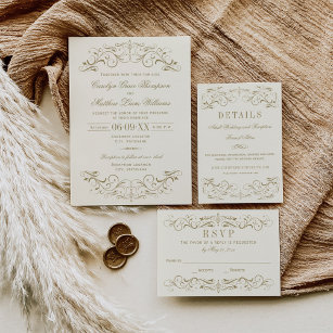 Vintage Ivory Antique Flourish Wedding Details Enclosure Card