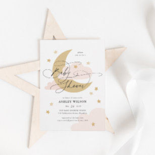 Moon and Stars Pink Diaper Raffle Baby Shower Enclosure Card
