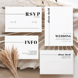 Black, white chic typography minimalist wedding invitation