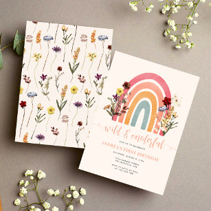 Boho Wild & Onederful Flower Rainbow 1st Birthday Paper Cups