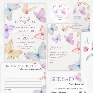 Butterflies Elegant Watercolor Bridal shower Thank You Card