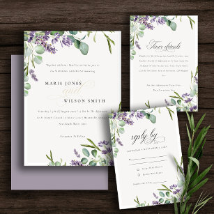 Elegant Lavender Eucalyptus Leafy Foliage Wedding RSVP Card