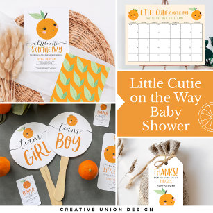 Orange Little Cutie Citrus Modern Twin Baby Shower Invitation